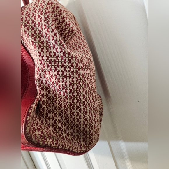 Tory Burch Red Savannah Print Women's Canvas Tote - Picture 4 of 15